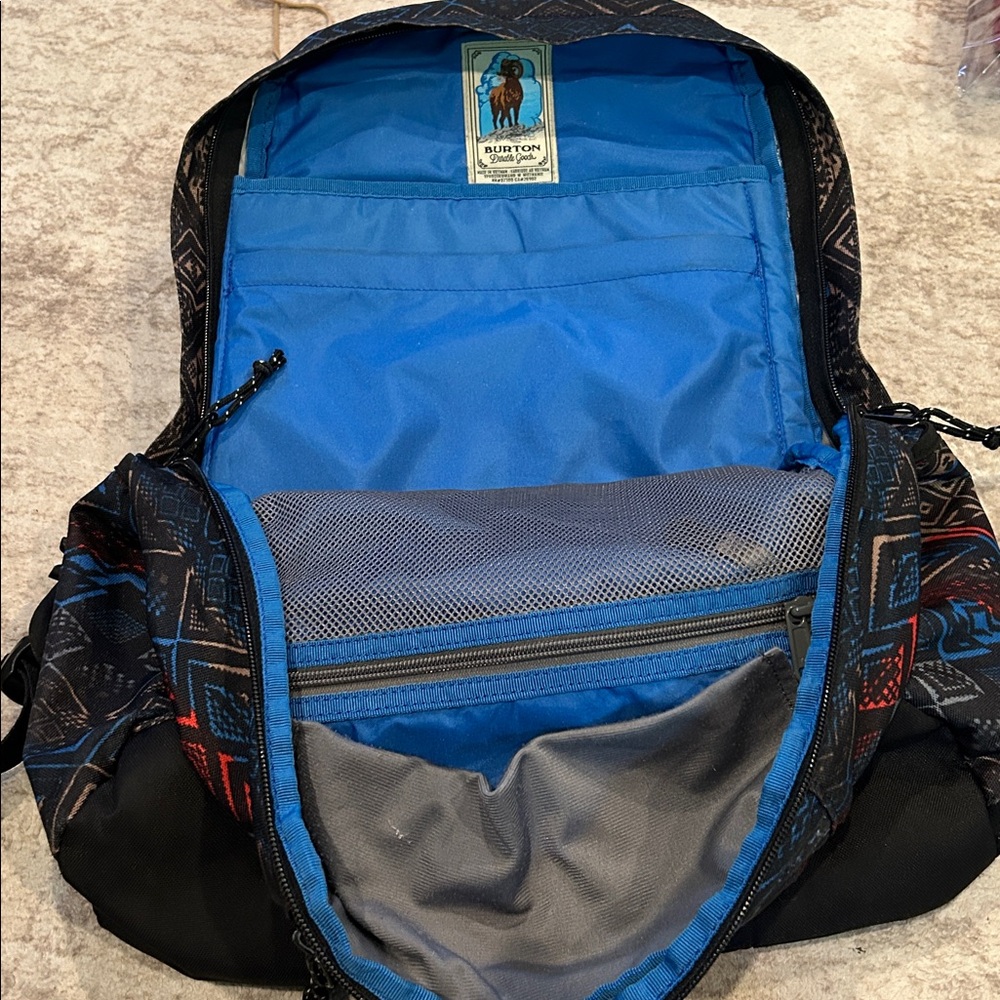 Burton Aztec Patterned Backpack With Black Accents - image 5
